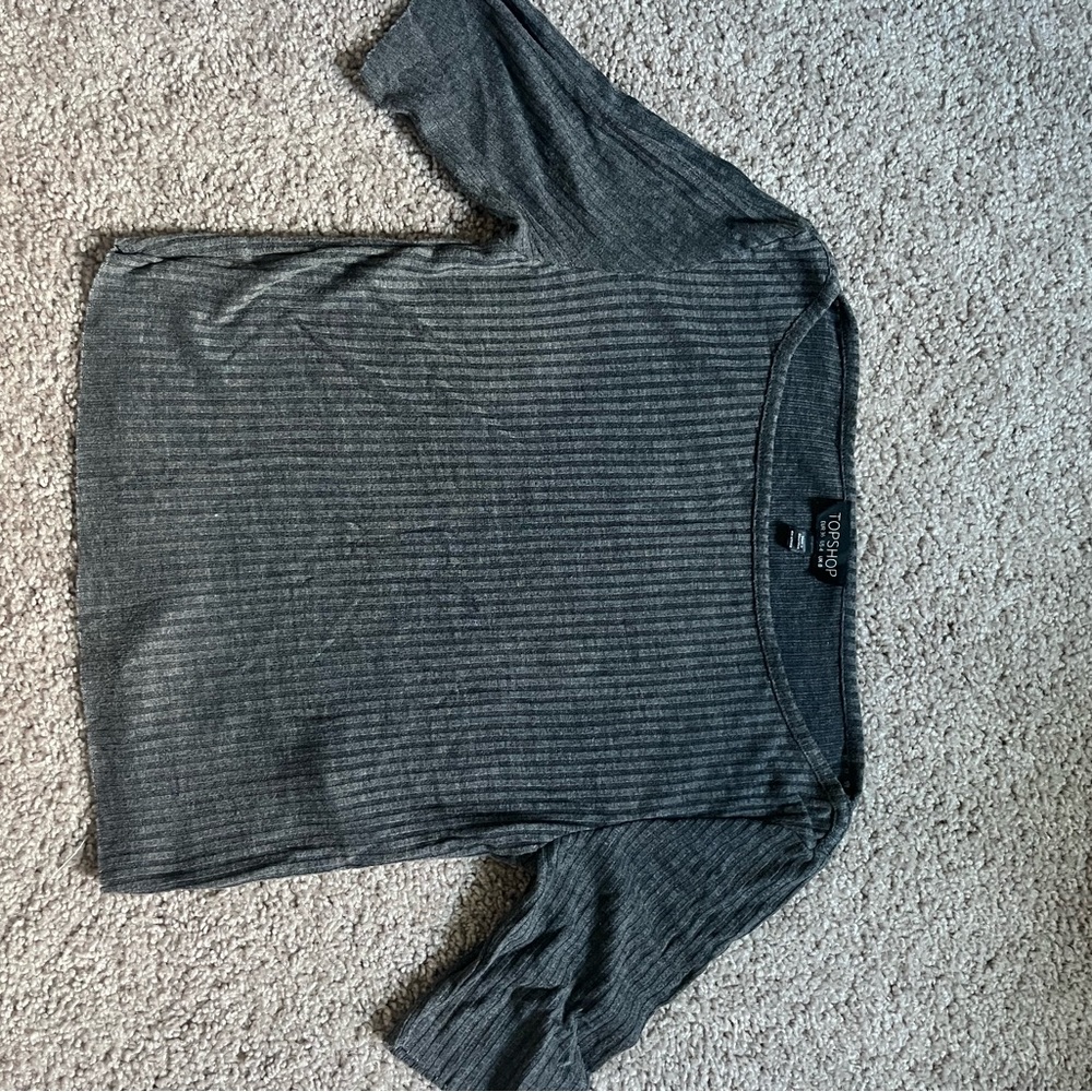 Topshop Gray Ribbed Crop Top